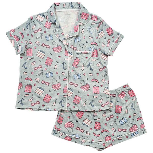 Womens Jaclyn Short Sleeve Shopping Spree Short Pajama Set - image 
