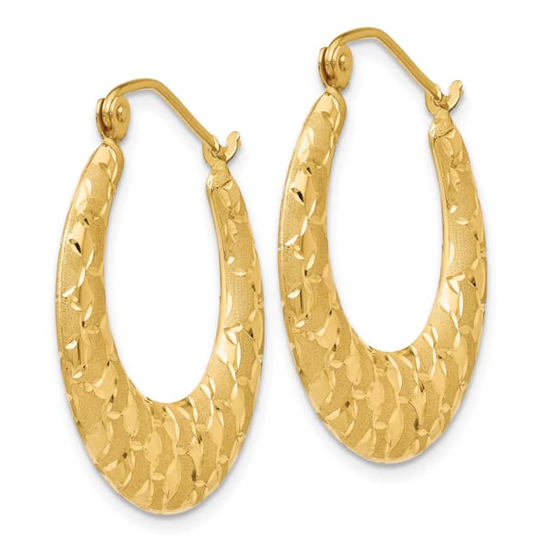 Gold Classics™ 14kt Gold Laser Cut Patterned Hoop Earrings