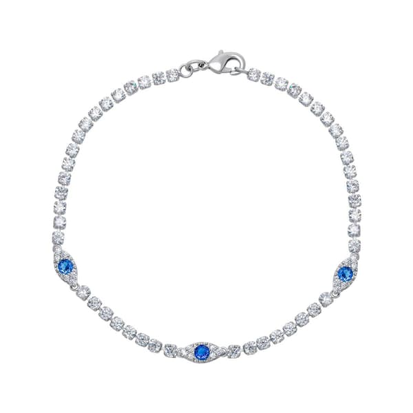 Silver Plated Evil Eye Bracelet - image 