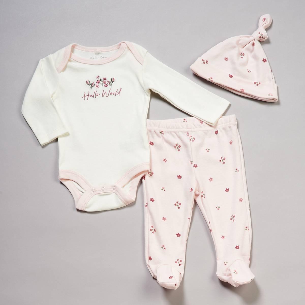 Baby Girl (NB-9M) Kyle & Deena 3pc. Floral Pants & Bodysuit Set