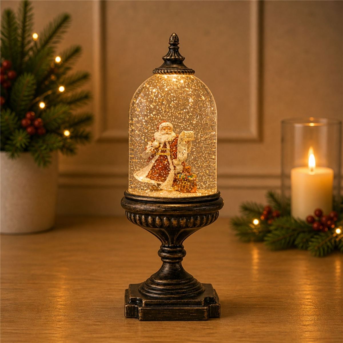 Melrose 12.5in. LED Snow Globe with Santa & Toy Bag