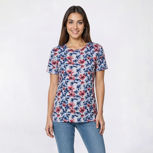 Womens Hasting & Smith Short Sleeve Americana Floral Bloom Tee - image 