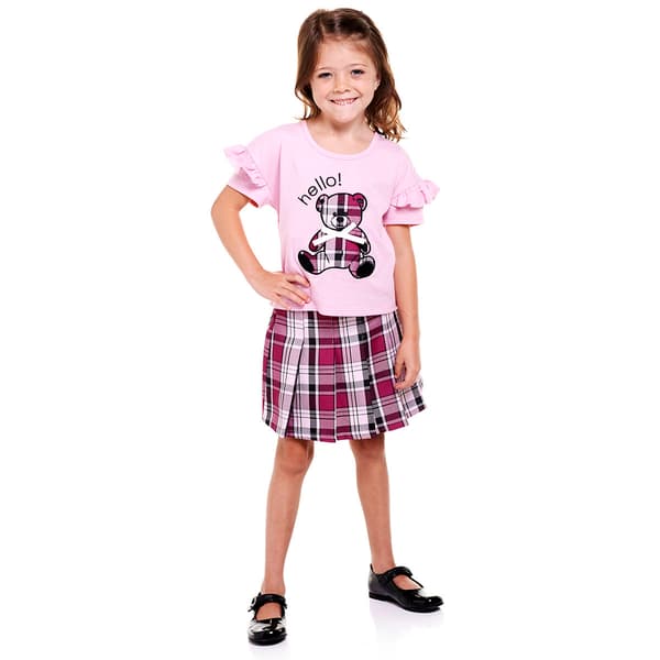 Girls &#40;4-6x&#41; Sweet Butterfly&#40;R&#41; 2pc. Teddy Top & Plaid Skirt Set