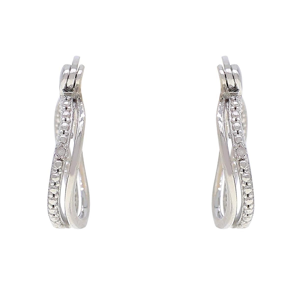 Gianni Argento Woven Infinity Diamond Accent Hoop Earrings