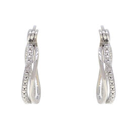Gianni Argento Woven Infinity Diamond Accent Hoop Earrings