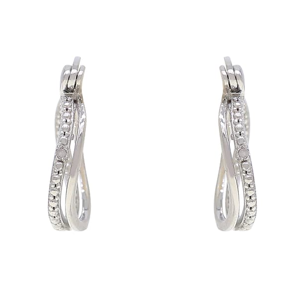 Gianni Argento Woven Infinity Diamond Accent Hoop Earrings - image 