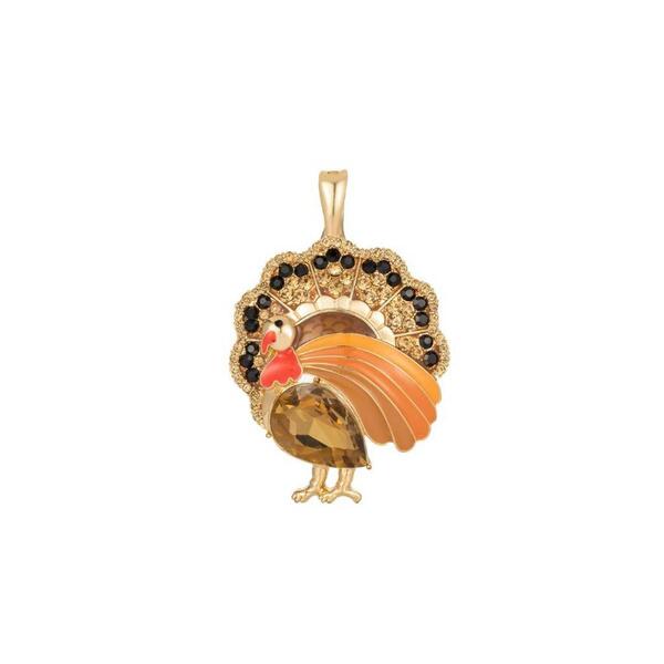 Wearable Art Gold-Tone Turkey Enhancer Pendant - image 