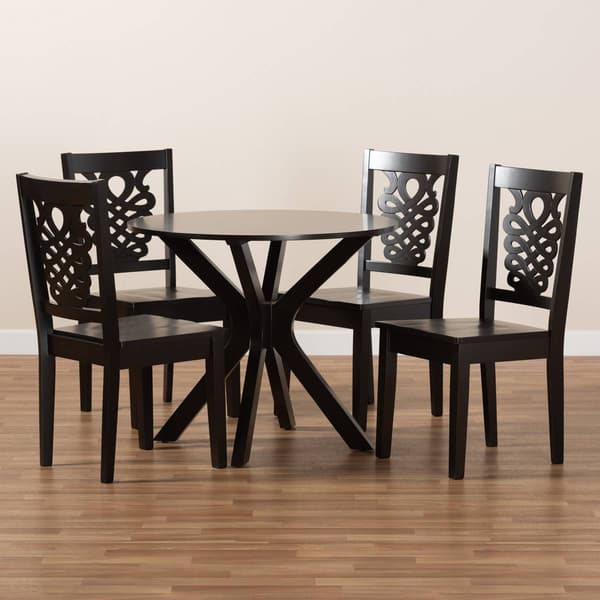 Baxton Studio Liese Dark Brown Finished Wood 5pc. Dining Set