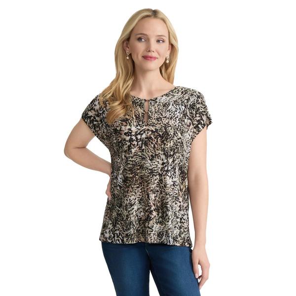 Womens Jones New York Exttend Shoulder Aminal Print Top - image 