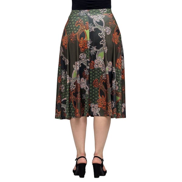 Womens 24/7 Comfort Apparel Green Paisley Pocket Midi Skirt