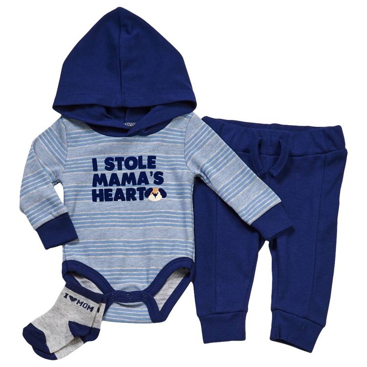 Baby Boy (3-9M) Baby Essentials 3pc. Mama''s Heart Layette Set