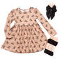 Girls (4-6x) Sweet Stories Leopard Bow Dress w/ Leggings Set - image 1