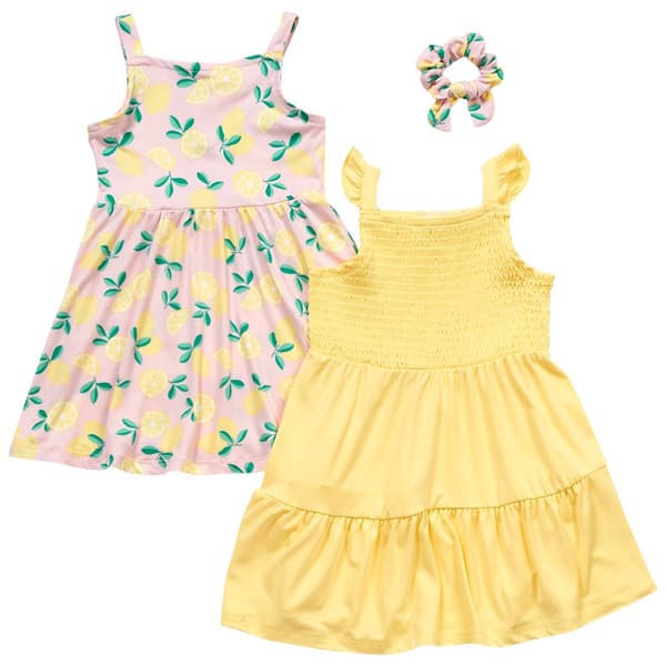 Toddler Girl BTween&#40;R&#41; 2pk. Sleeveless Lemon & Solid Yummy Dresses - image 