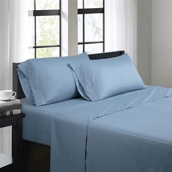 Bibb Home 1500 Count Damask Stripe 4pc. Sheet Set - image 
