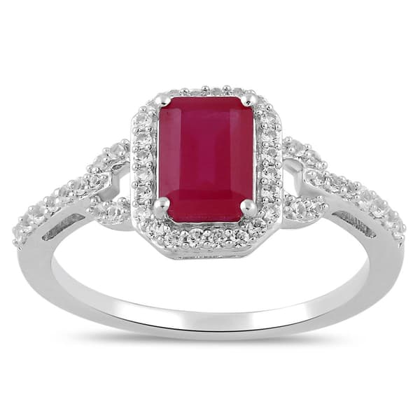 Gemstone Classics™ Silver Created Ruby White Sapphire Ring