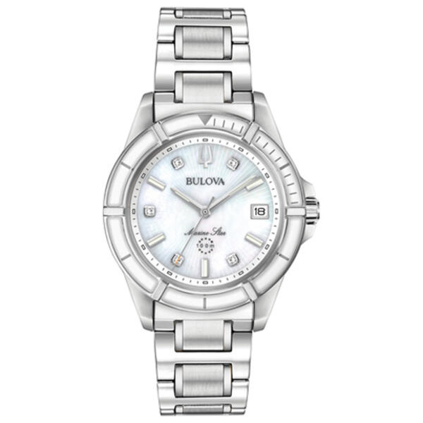 Womens Bulova Marine Star MOP Diamond Bracelet Watch - 96P201 - image 