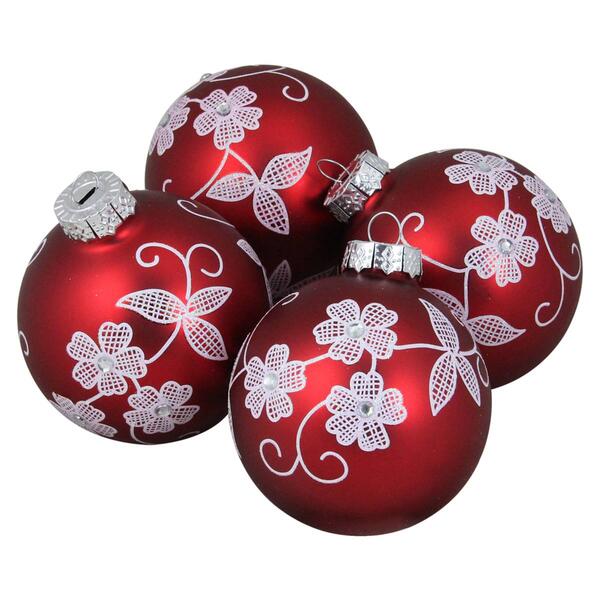 Northlight Seasonal 4pc. Red Glass Snowflake Ornament Set - image 