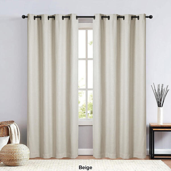 Sunshield Linen Blend 100% Blackout Grommet Curtains