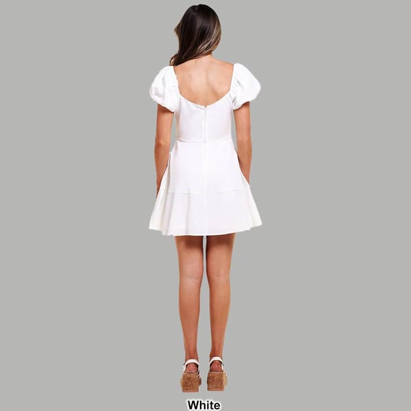 Juniors Trixxi Woven Twist Front Key Hole Puff Sleeve Sun Dress