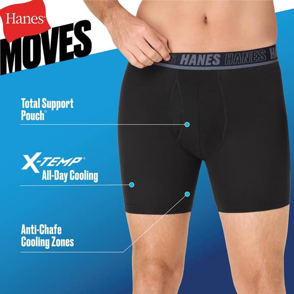 Mens Hanes Ultimate® Moves Cotton Stretch Boxer Briefs - Black