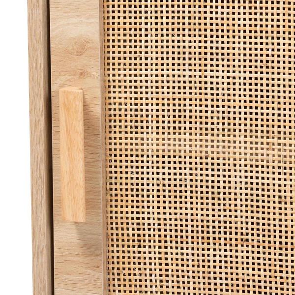 Baxton Studio Maclean Natural Brown Wood 1-Door Nightstand