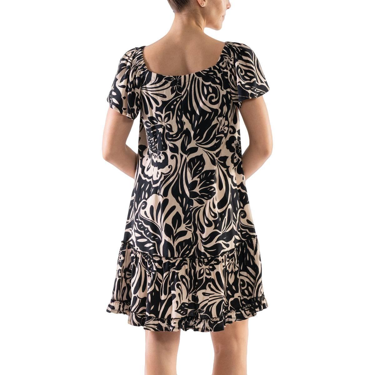 Womens Robbie Bee Short Puff Sleeve Floral Ruffle Hem Dress