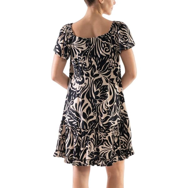 Petite Robbie Bee Short Puff Sleeve Floral Ruffle Hem Dress