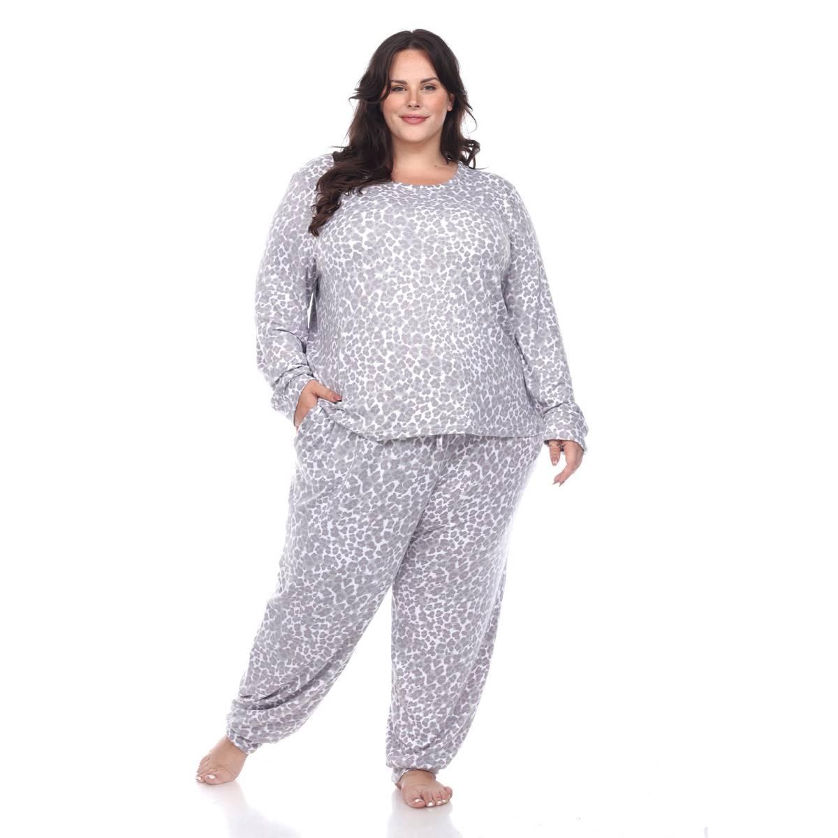 Plus Size White Mark 2pc. Leopard Pajama Set