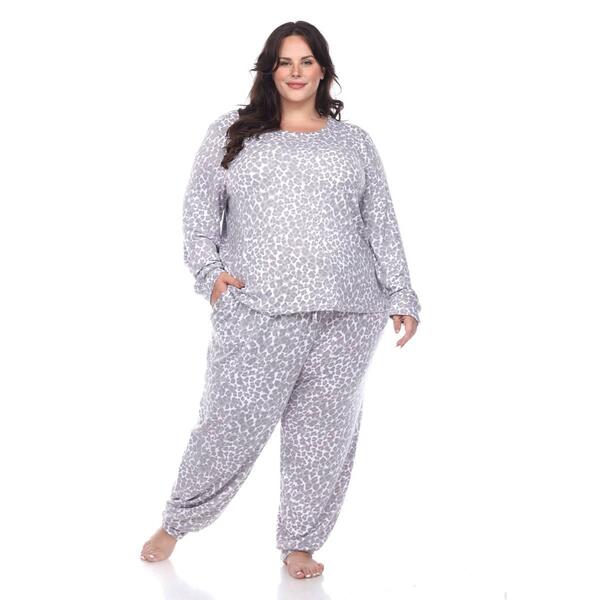 Plus Size White Mark 2pc. Leopard Pajama Set - image 