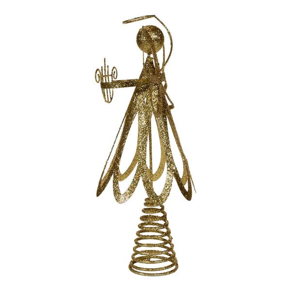 Kurt Adler 12in. Gold Glitter Metal Angel Treetop