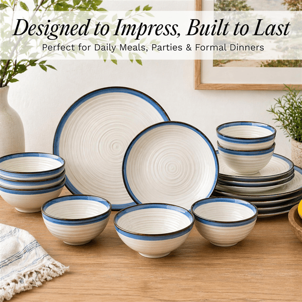 Sango Siterra Santorini 16pc. Blue Round Dinnerware Set