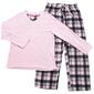 Womens Pink Laundry Folded Check Microfleece Pajama Set - image 1