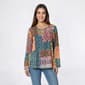 Womens Nicole Miller Long Sleeve Patchwork Abbie Blouse - image 1