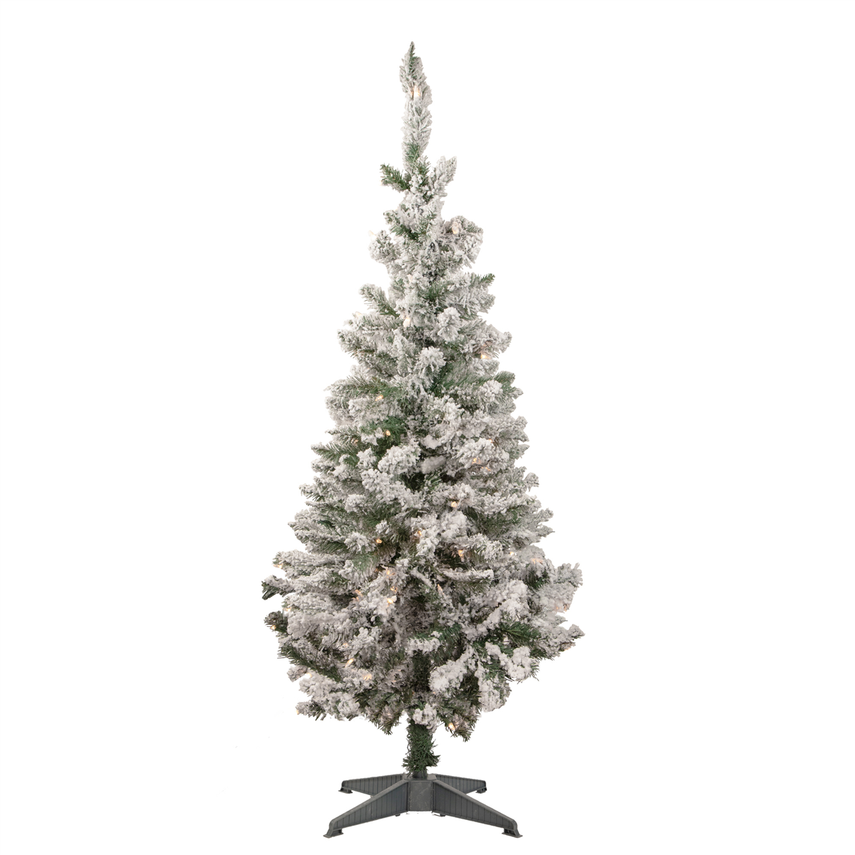 Northlight 4ft. Pre-Lit Flocked Pine Slim Christmas Tree