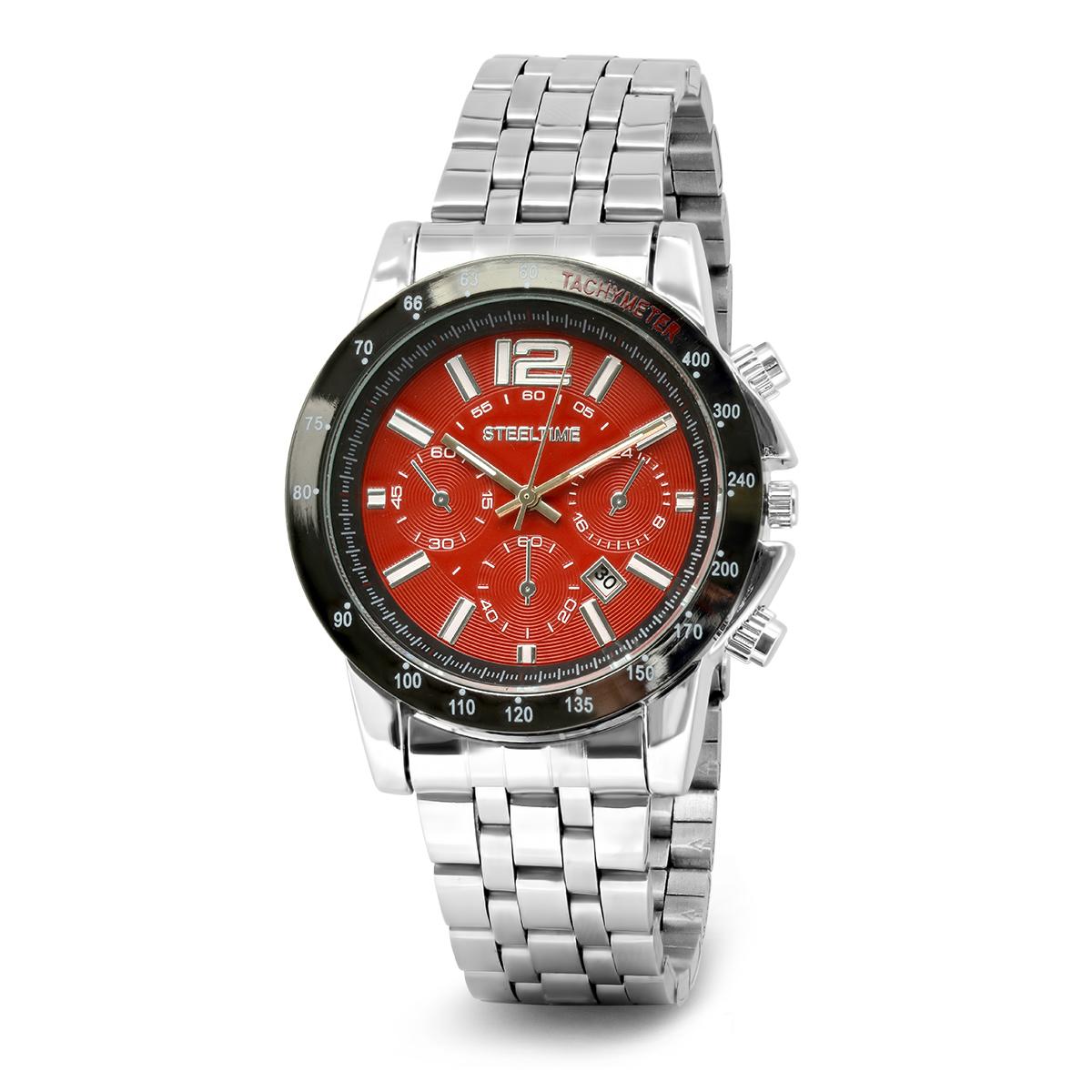 Mens Steeltime Red Gunmetal Watch - B80-209-W