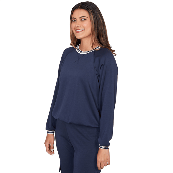 Petite Ruby Rd. Jetsetter Bubble Hem Sweatshirt