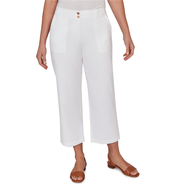 Womens Hearts of Palm Fun in the Sun Solid Cotton Twill Capris