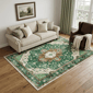 HomeRoots Green Brown & Ivory Medallion Distressed Area Rug - image 1