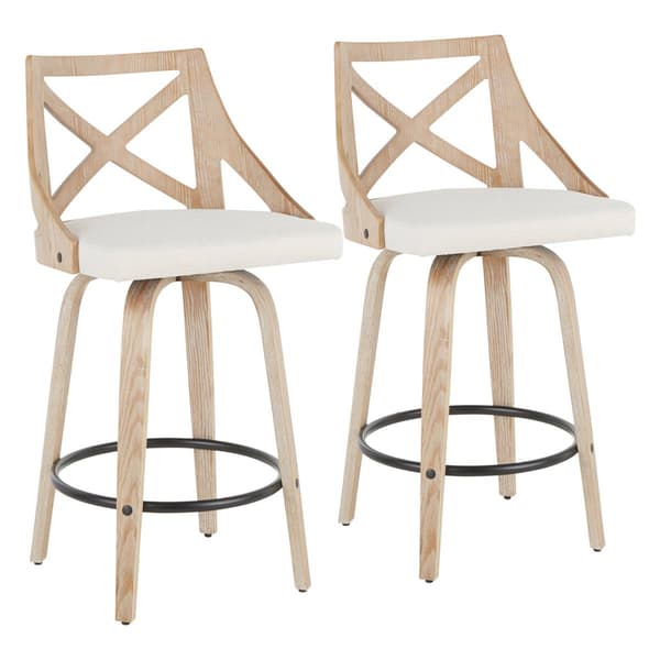 LumiSource Charlotte Farmhouse Swivel Counter Stools - Set of 2 - image 