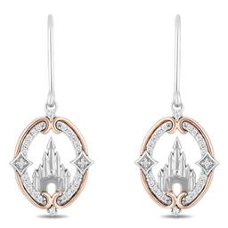 Enchanted by Disney Sterling Silver Castle Drop Earrings