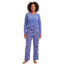 Womens Pink Laundry Long Sleeve Star Plush Folded Pajama Set