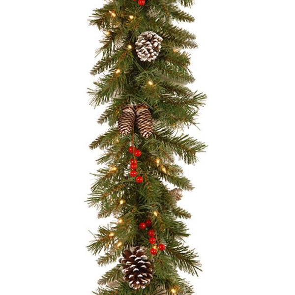 National Tree Frosted Berry & Pine Cones Lighted Garland - image 