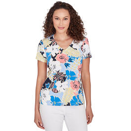 Petite Hearts of Palm Printed Essentials Floral Spring Garden Top
