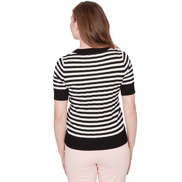 Petite Emaline Enchanted Bloom Short Sleeve Stripe Sweater - image 