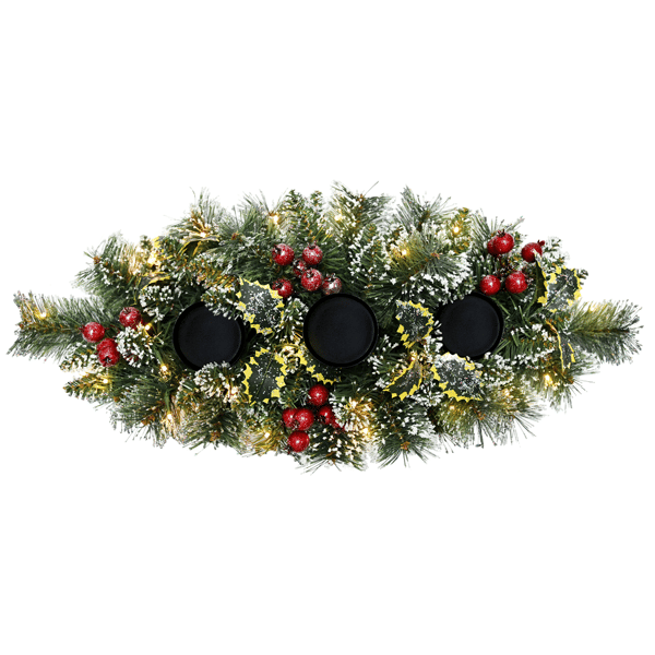 Puleo International 30in. LED Snowy Silverton Pine Centerpiece