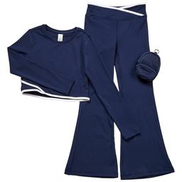Girls (7-14) Yogalicious(R) Jersey Shirt/Flare Leggings w/ Mini Bag