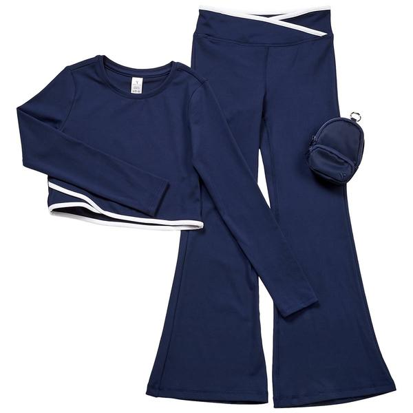 Girls (7-14) Yogalicious(R) Jersey Shirt/Flare Leggings w/ Mini Bag - image 