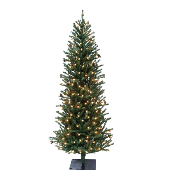 Puleo International Pre-Lit 5ft. Fir Pine Cone Christmas Tree