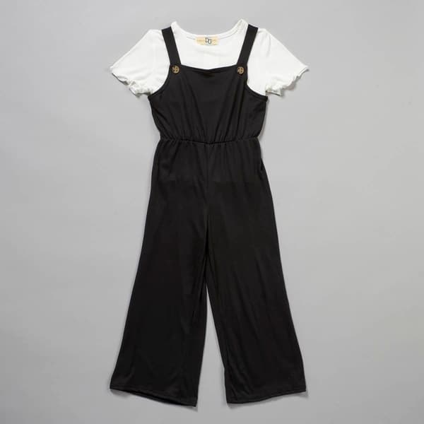 Girls &#40;7-12&#41; Dream Girl 2pc. Jumpsuit w/Lettuce Edge Ribbed Tee - image 
