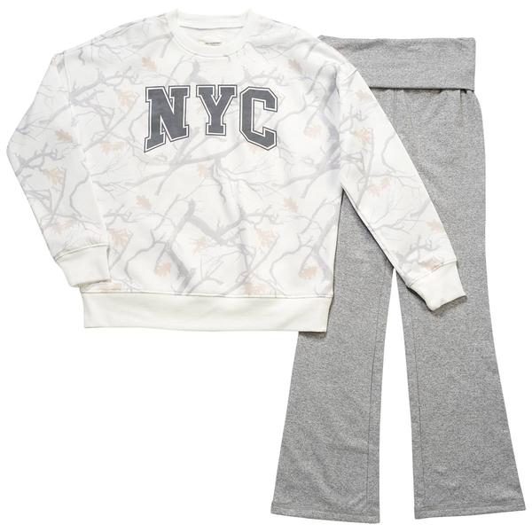 Girls (7-16) No Comment NYC Camo Crew w/ Foldover Flared Leggings - image 
